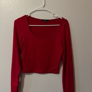 Ambiance Red Long Sleeve Crop Top